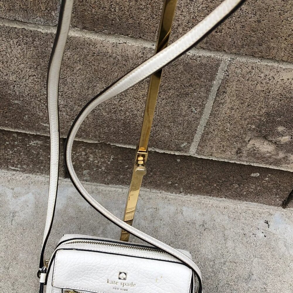 KATE SPADE Perri Lane Bubbles Crossbody Purse White Shoulder Bag Pebble Leather - Picture 7 of 11